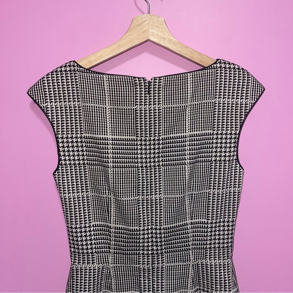 Reiss Dress Women's Size 4 US Ivory Black Houndstooth‎ Check Asymmetric Tailored - Picture 10 of 13